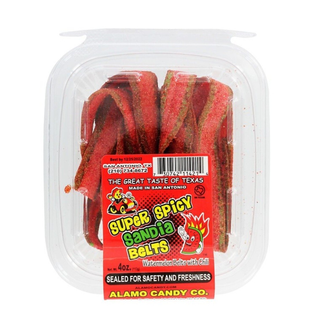 Alamo Candy Super Spicy Sandia Watermelon Belts 4oz 