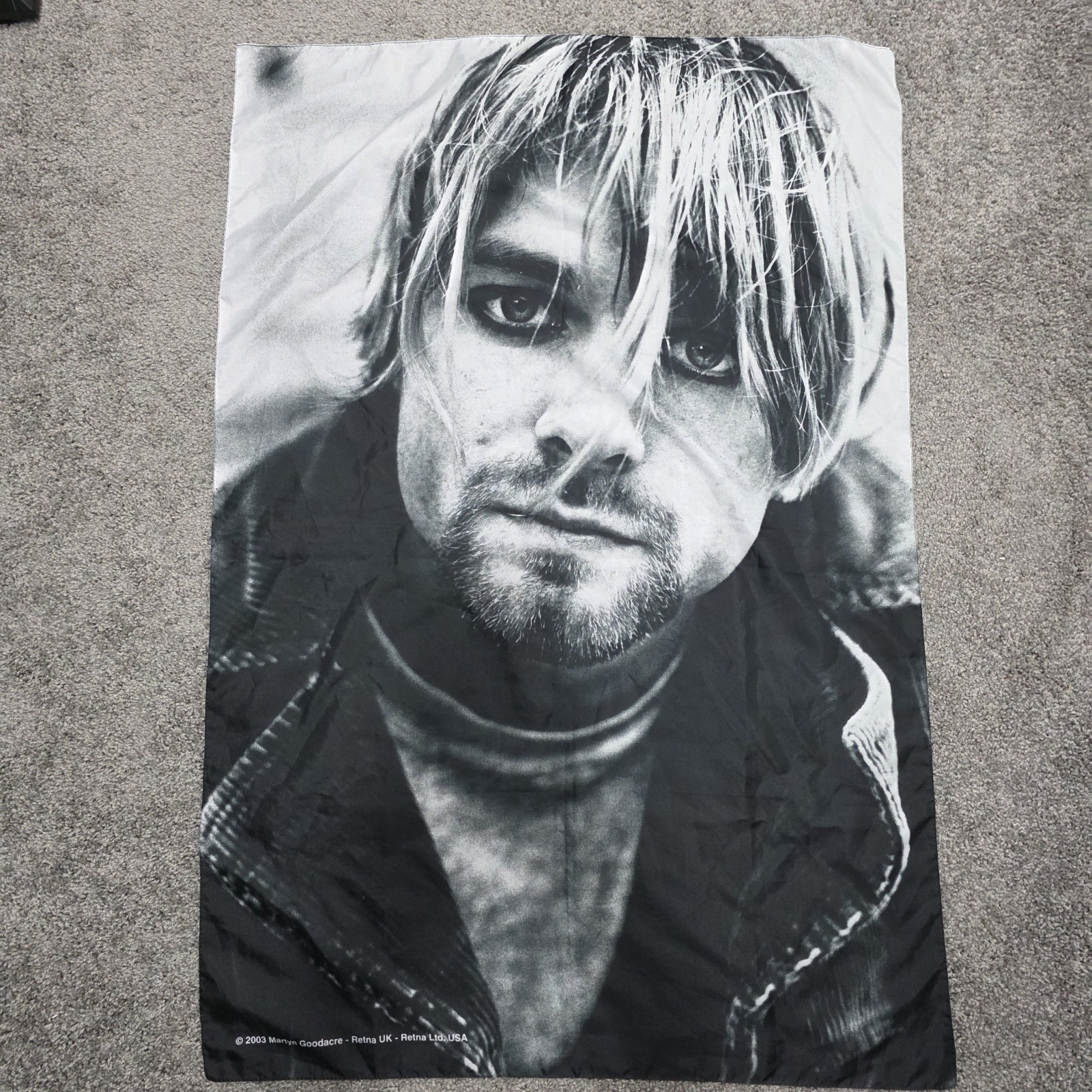 Vintage 2003 KURT COBAIN Nirvana Fabric AOP Poster Banner Flag Large 42 X 28