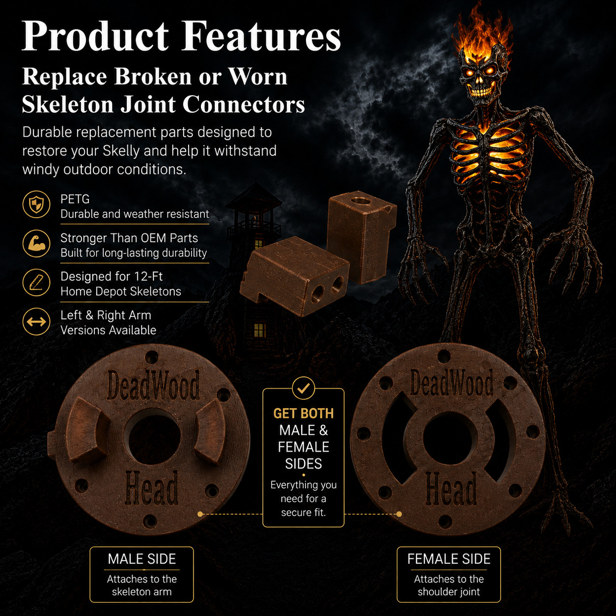 12ft Inferno Deadwood Skeleton Head Receiver (female) and (male) Home Depot