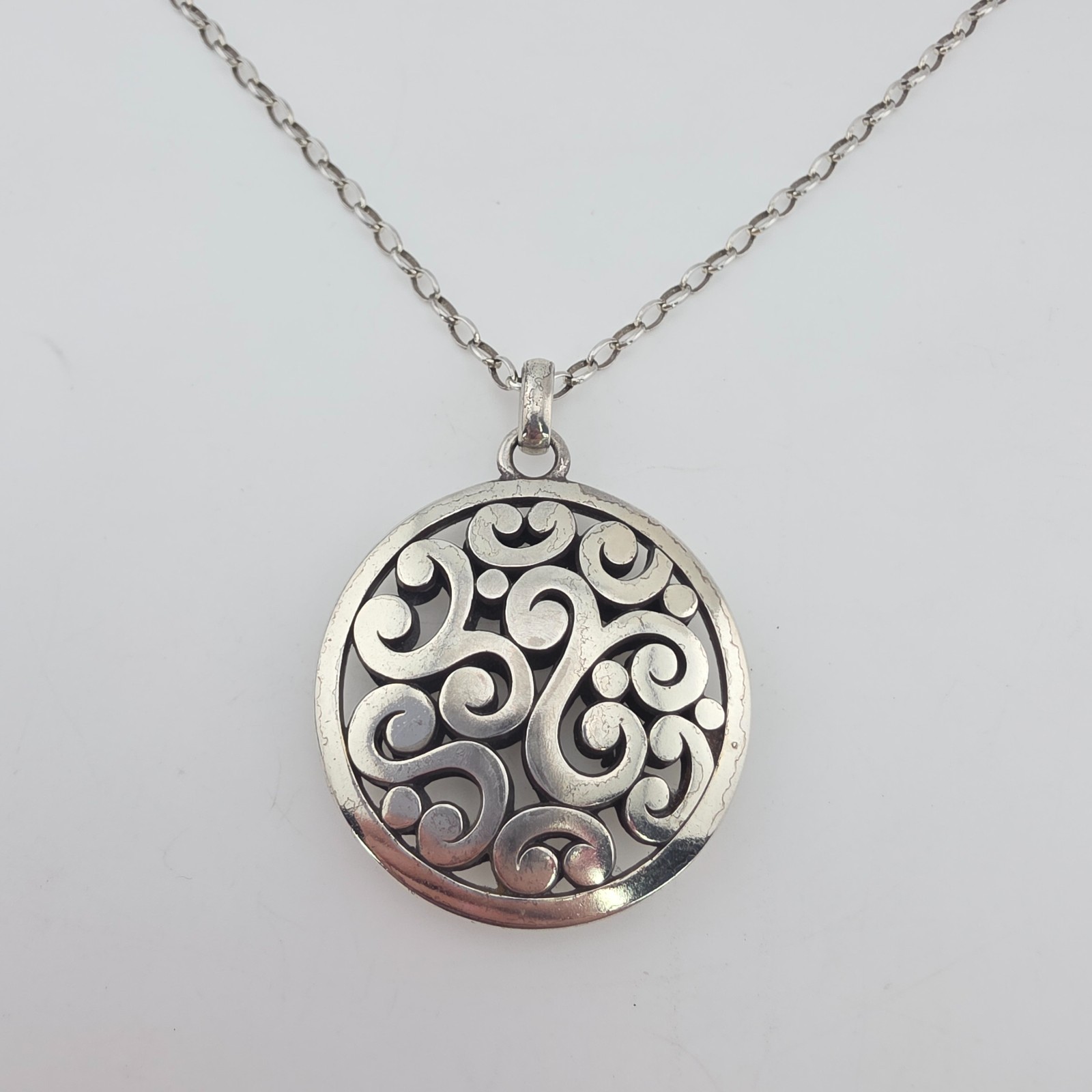 BRIGHTON 'Contempo' Necklace Reversible Long Open Scrollwork Silver Plated 38 BRIGHTON 'Contempo' Necklace Reversible Long Open Scrollwork Silver Plated 38