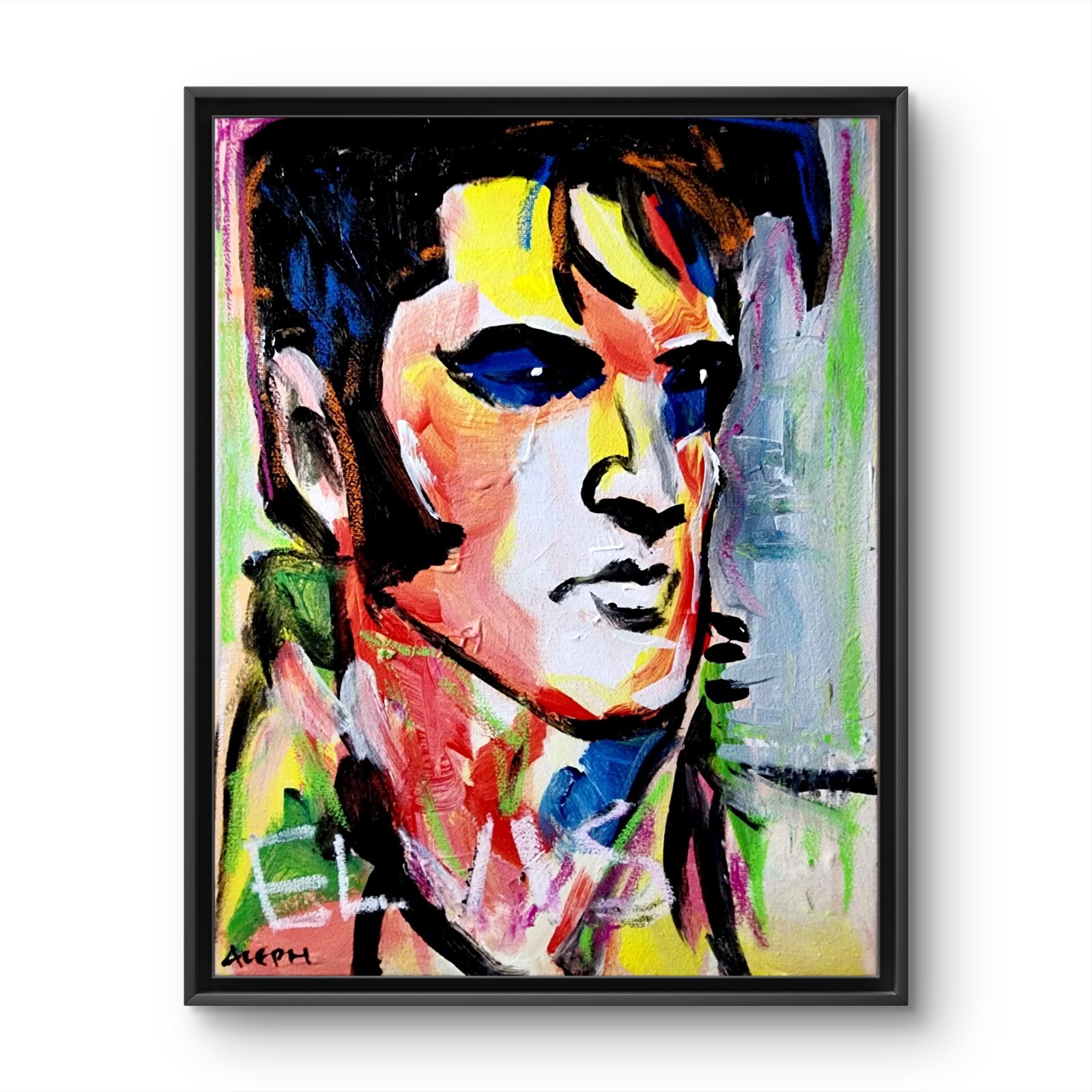 Original  Painting Elvis Presly Canvas Neo Expressionist Pop Art Decor 11x14