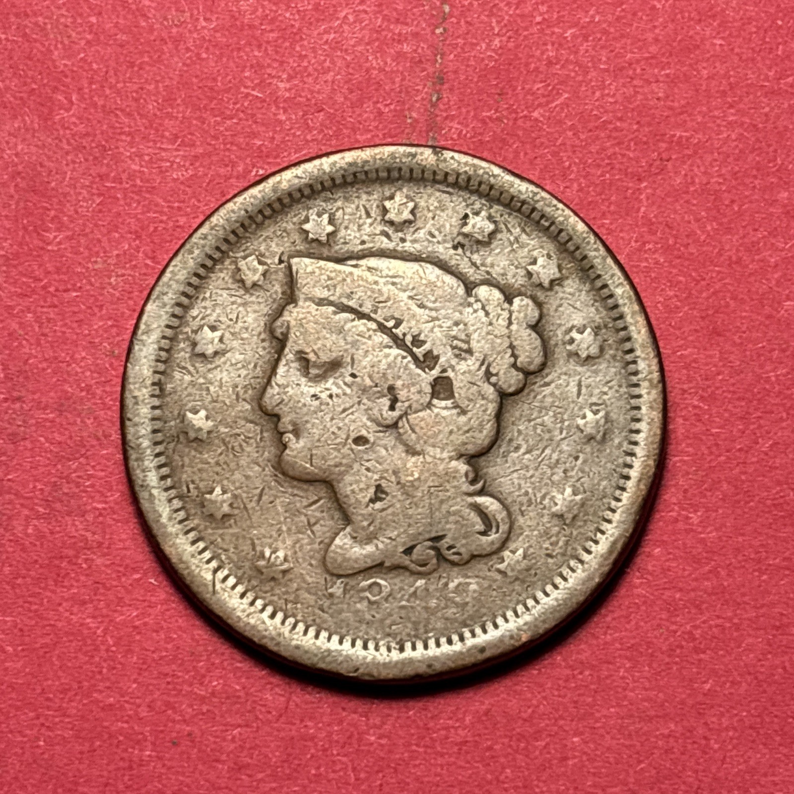 (1) Beautiful Antique 1849 Braided Hair Large Cent/Penny G-GOOD NICE FILLER (1) Beautiful Antique 1849 Braided Hair Large Cent/Penny G-GOOD NICE FILLER