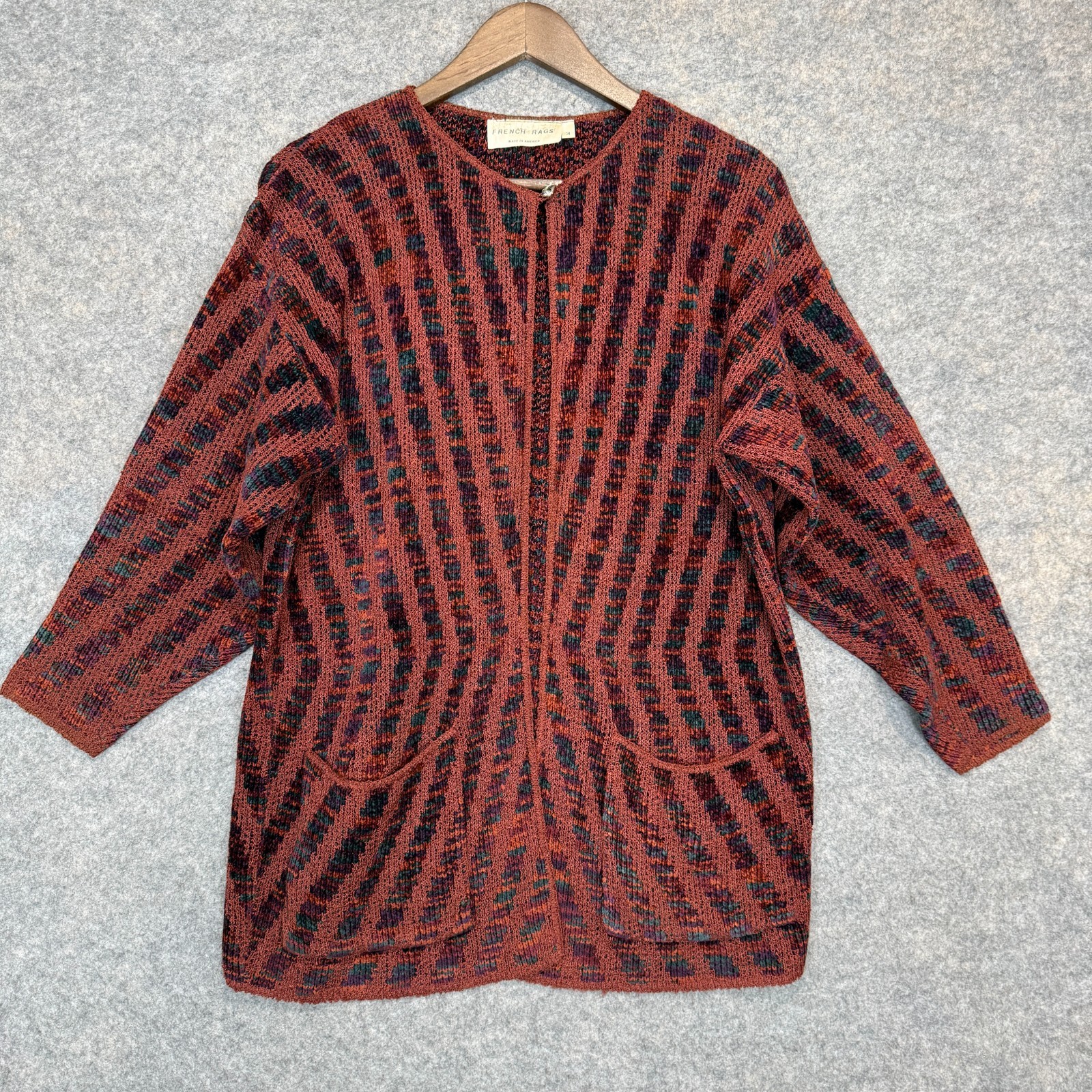 Vintage French Rags Cardigan Sweater Womens 3 (Large XL) Southwestern Navajo 70s