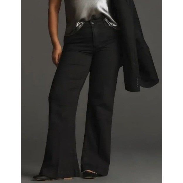 New Paige Leenah Slim Wide Leg Jeans size 20W Black Transcend High Rise Stretch New Paige Leenah Slim Wide Leg Jeans size 20W Black Transcend High Rise Stretch