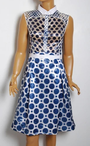 Dolce&Gabbana Women Blue White Dress Polyamide Polka Dot A-Line Dress Sz IT 40