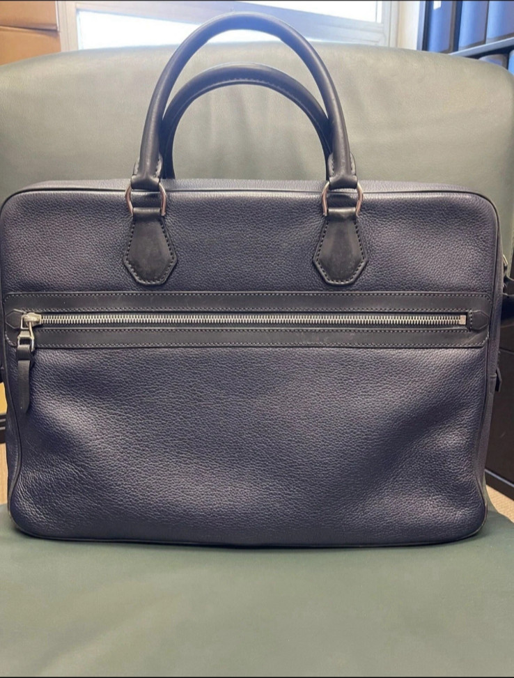 Dunhill Boston Briefcase Signature Ink w/ Leather Envelope & Luggage Tag