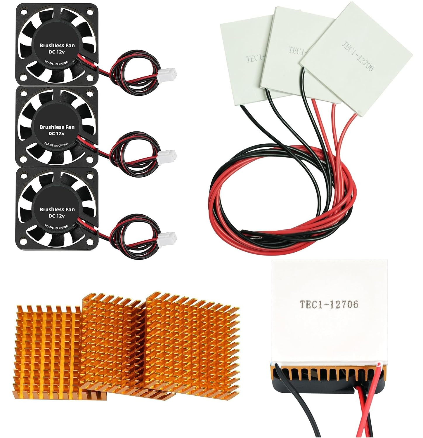 3 Sets TEC1-12706 Peltier Cooler Module kit
