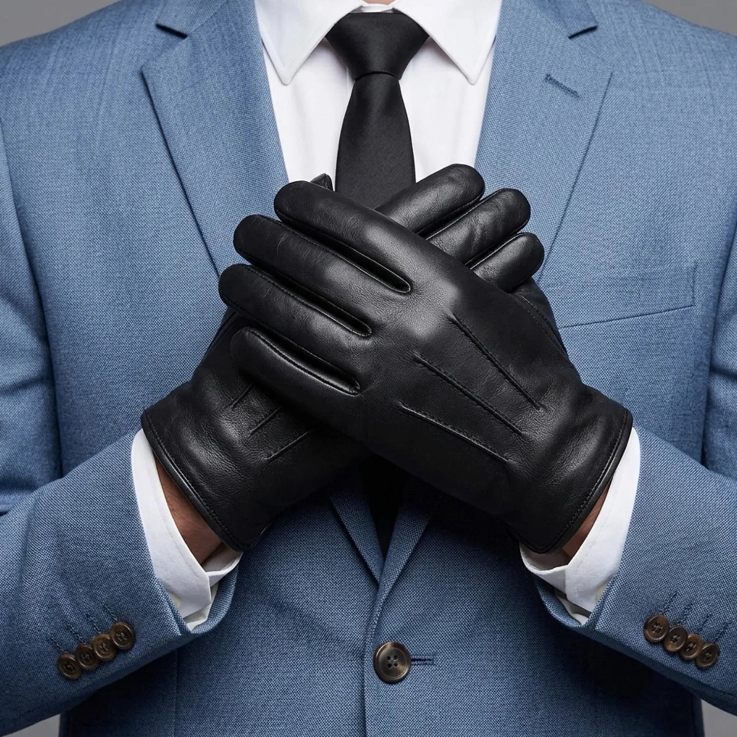 Men\'s Police Leather Gloves - Leather CUT RESISTANT PATROL DUTY SEARCH GLOVES