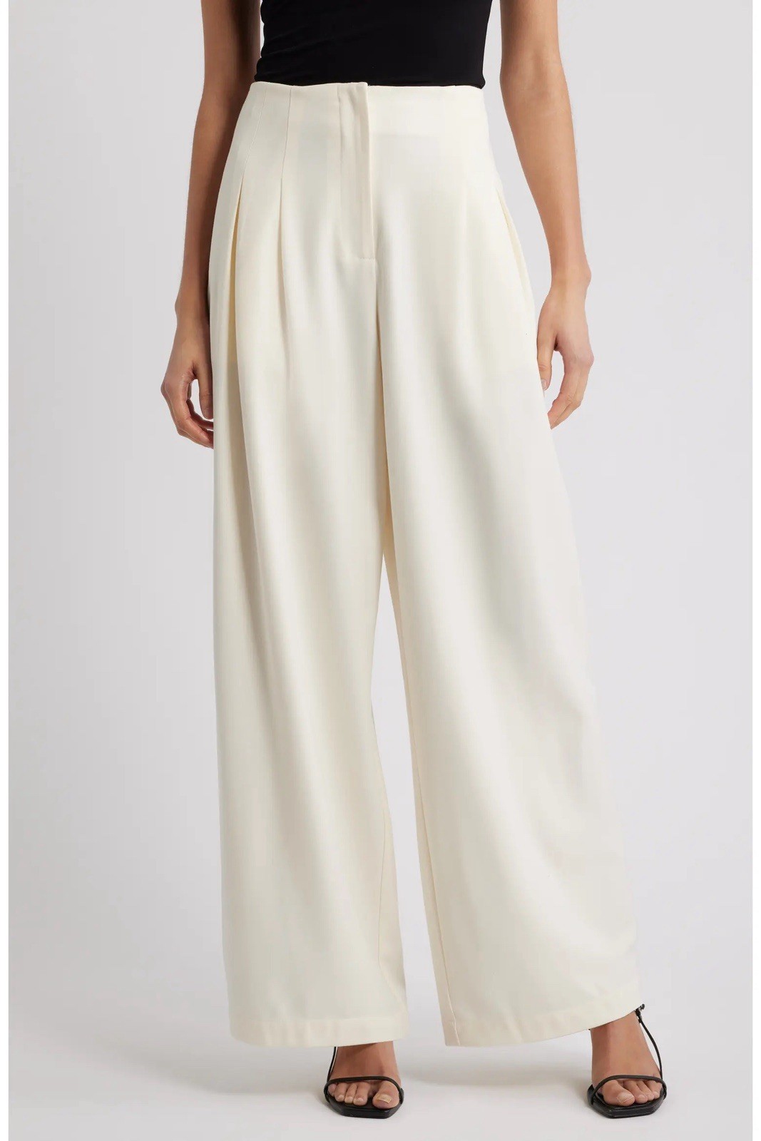 Nordstrom Wayf NEW Pleated Ivory Wide Leg Trouser Pants In Size S Nordstrom Wayf NEW Pleated Ivory Wide Leg Trouser Pants In Size S