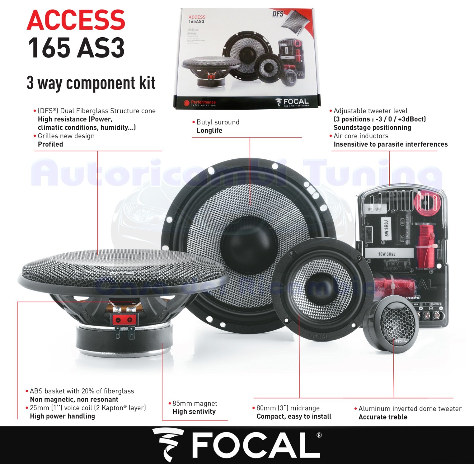 Focal Access 165 AS3 3-Way Coaxial Car Speakers 6.5\