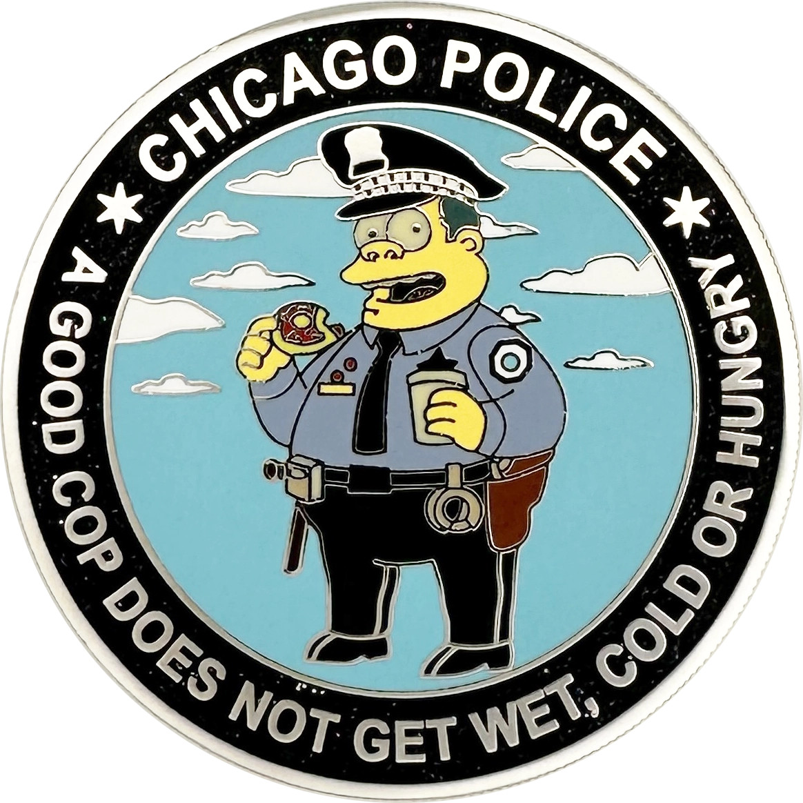 CHICAGO POLICE CHALLENGE COIN: Send Donuts, Size 2