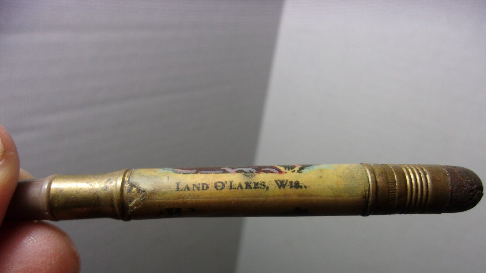 Vintage Land O\' Lakes Wi Advertising Bullet Pencil Travel Souvenir w/ Bear Vintage Land O\' Lakes Wi Advertising Bullet Pencil Travel Souvenir w/ Bear