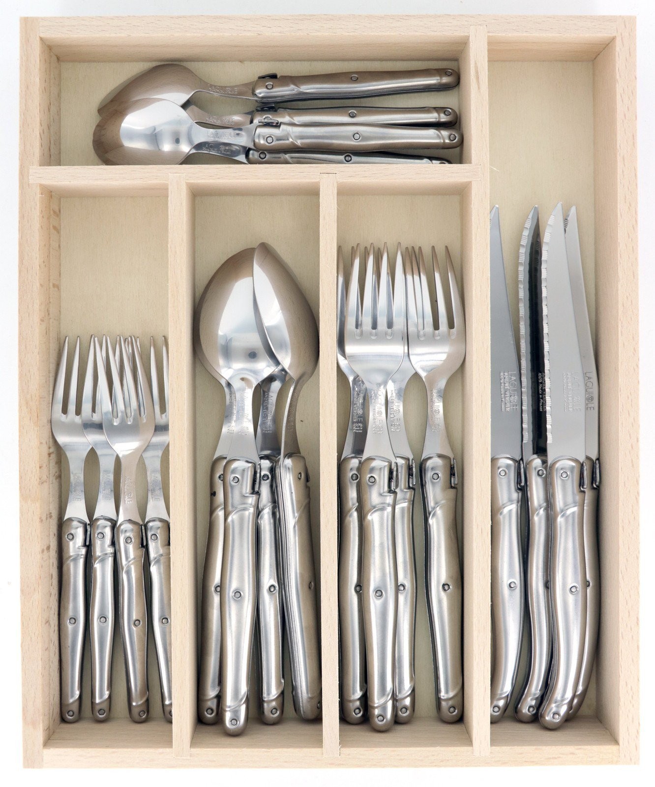 Andre Verdier Laguiole Inox 20pc Flatware 5 Piece Setting Mirror France