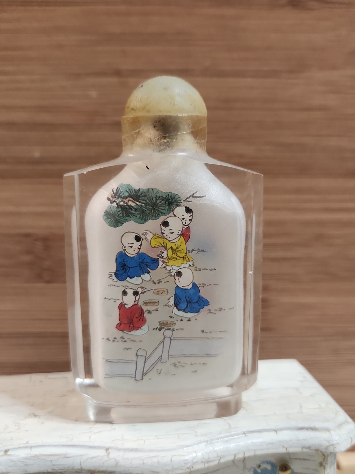 Vintage Chinese Reverse Painted Snuff Bottle Double Sided - One Hundred Sons