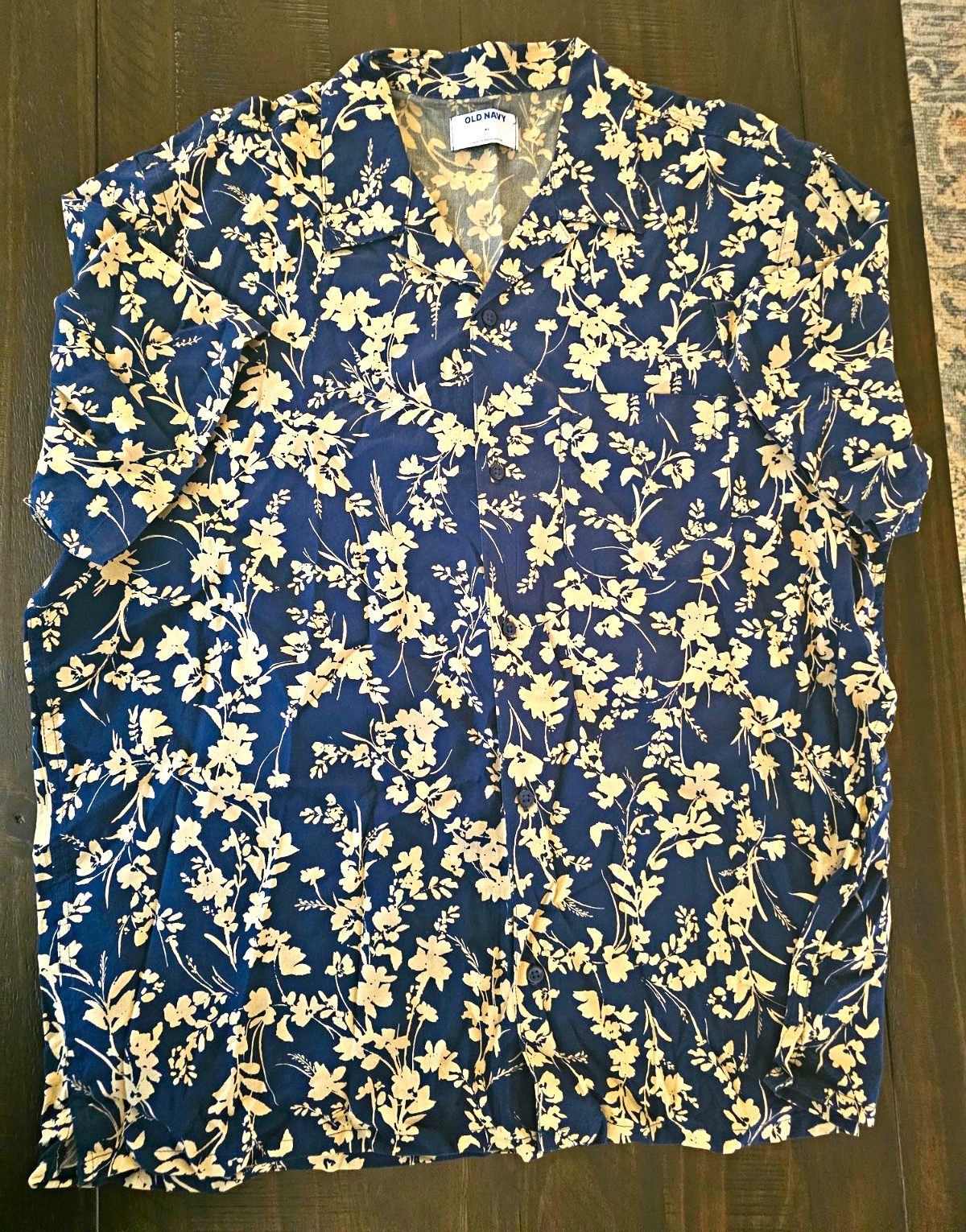 Old Navy Mens XL Blue/White Floral Collared Long Sleeve Button-Down