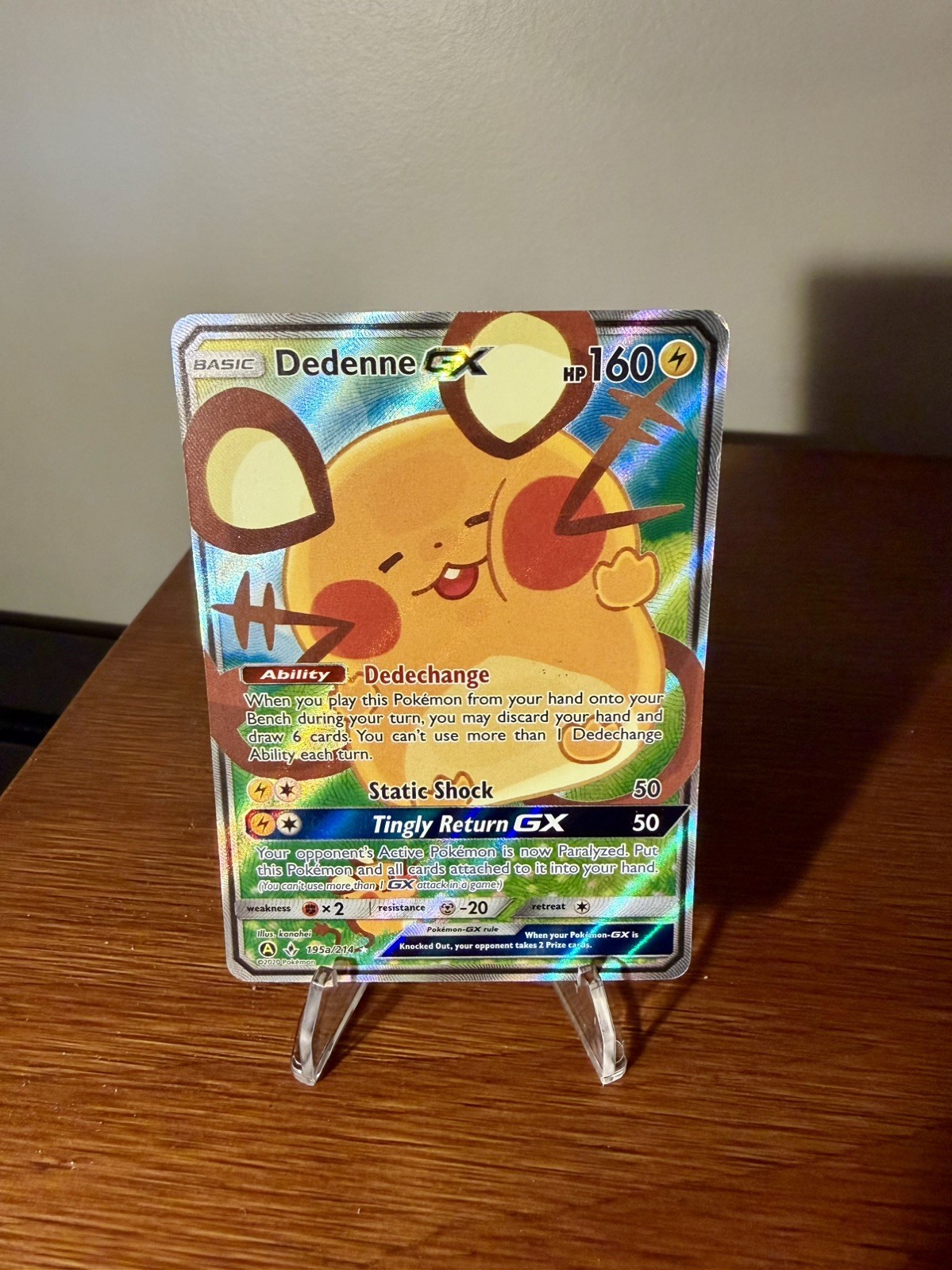Pokémon TCG Dedenne GX Promo Full Art Alternate Card 195a/214