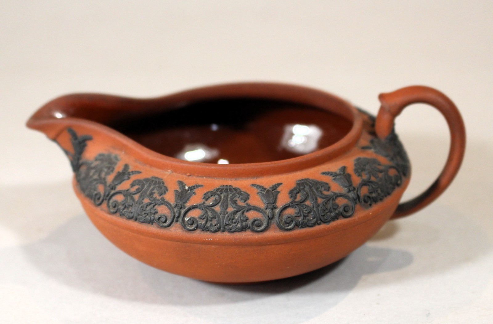 Wedgwood William IV Rosso Antico Jasper Creamer with Black Basalt c. 1835