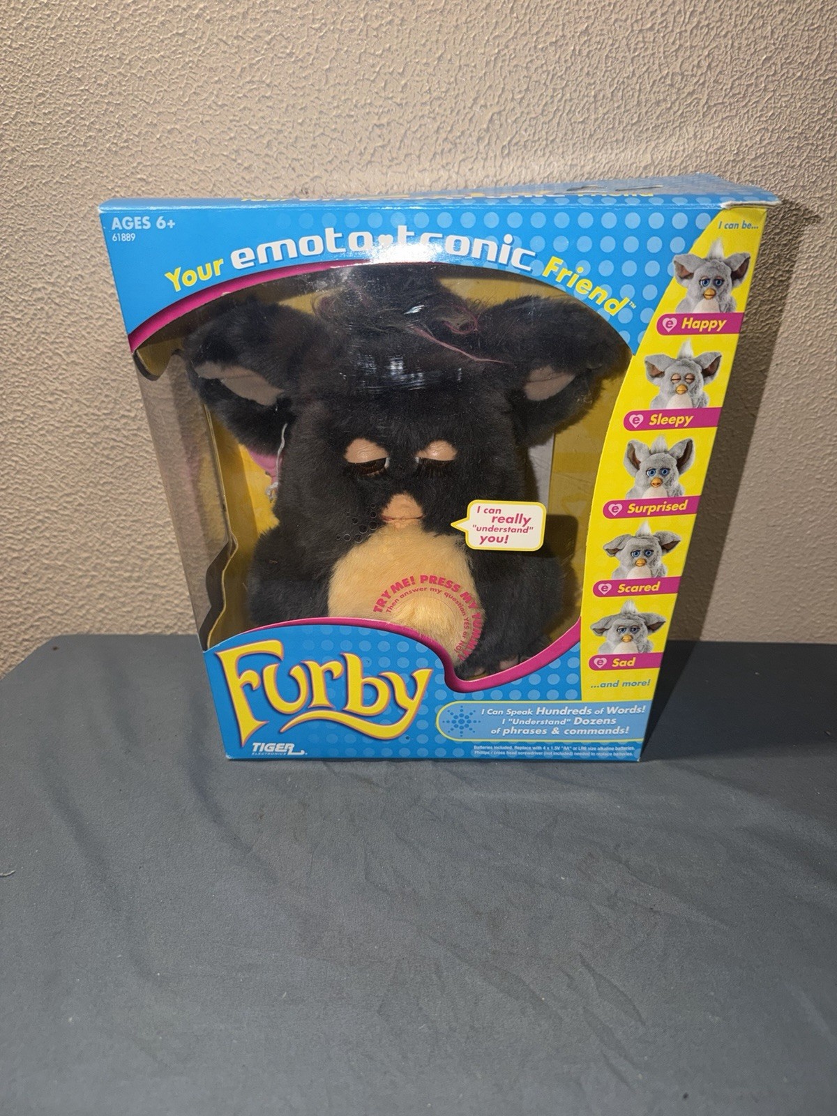 Vintage 2005 Furby Dark gray + Tan with Brown Eyes - Tiger Electro, Non Working Vintage 2005 Furby Dark gray + Tan with Brown Eyes - Tiger Electro, Non Working