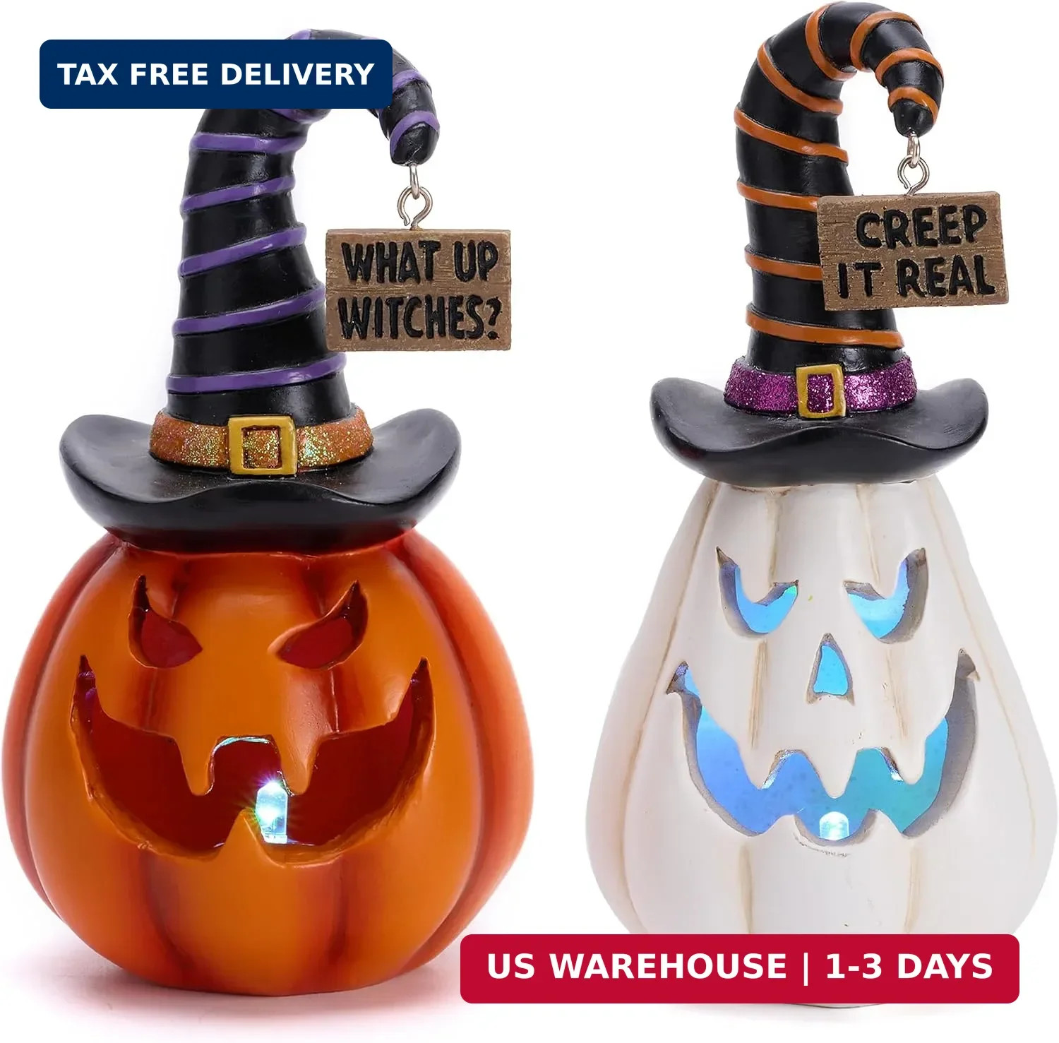 Valery Madelyn Pumpkin Halloween Decorations Indoor for Home, 2Pcs Resin Hallowe Valery Madelyn Pumpkin Halloween Decorations Indoor for Home, 2Pcs Resin Hallowe