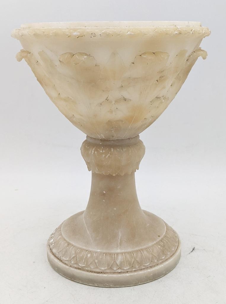VINTAGE CARVED ALABASTER URN 20TH CENTURY