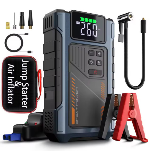 3000A Car Jump Starter 12V 150PSI Air Compressor 12000mAh USB LED SOS Light