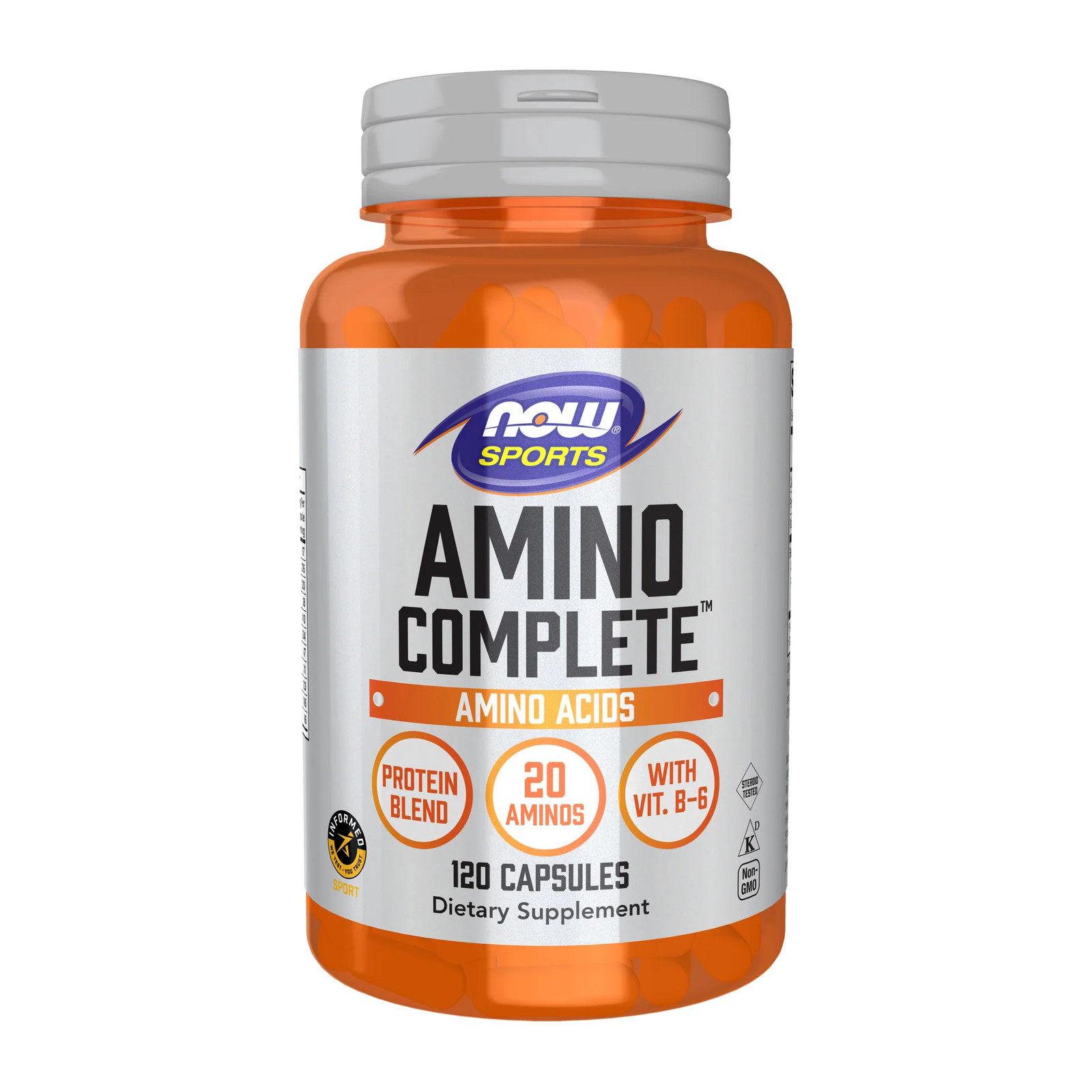NOW Foods Sports Amino Complete Protein Blend, 20 Aminos with 120 Capsules