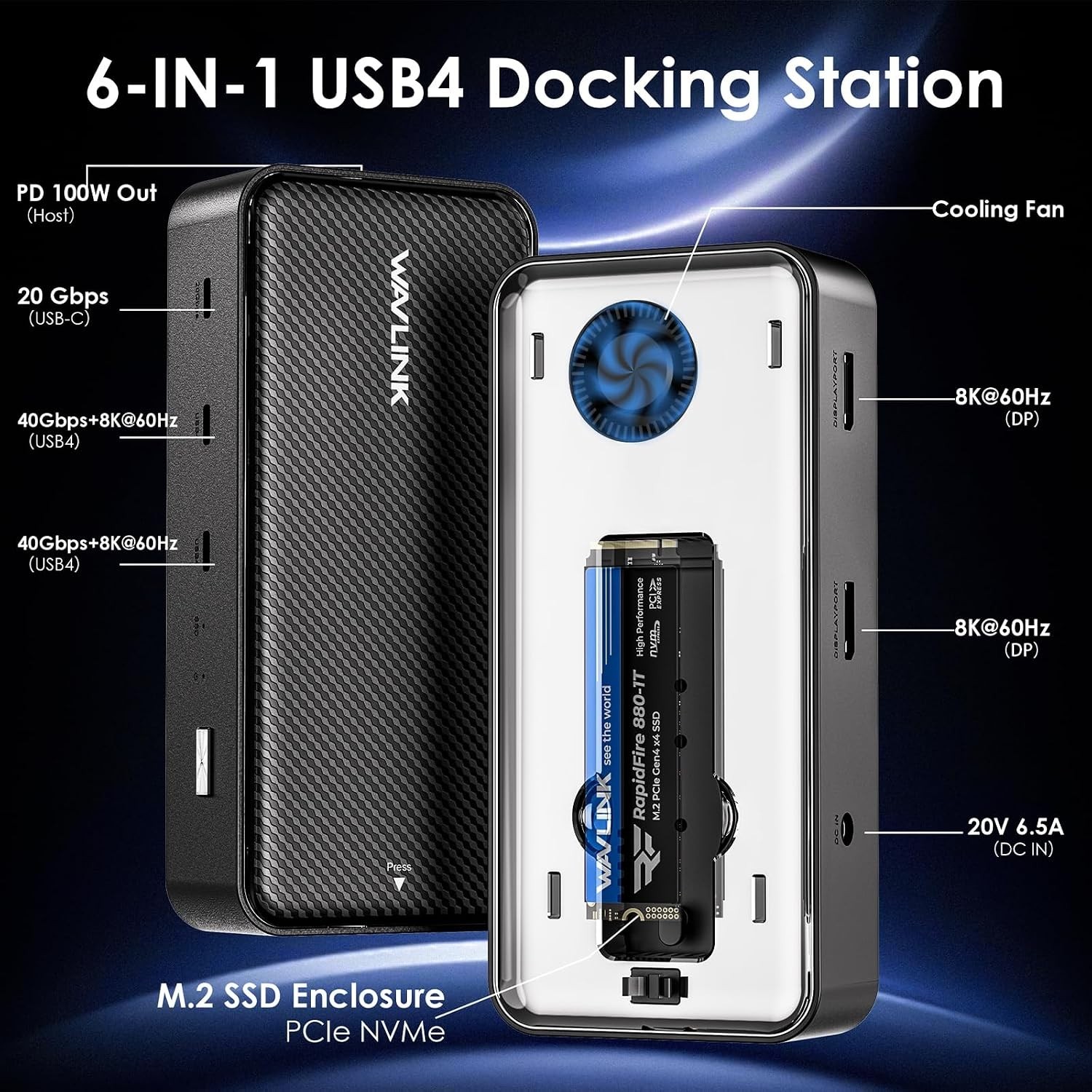 New - WAVLINK USB4 Docking Station, Docking Station with M.2 Enclosure Triple 4K New - WAVLINK USB4 Docking Station, Docking Station with M.2 Enclosure Triple 4K