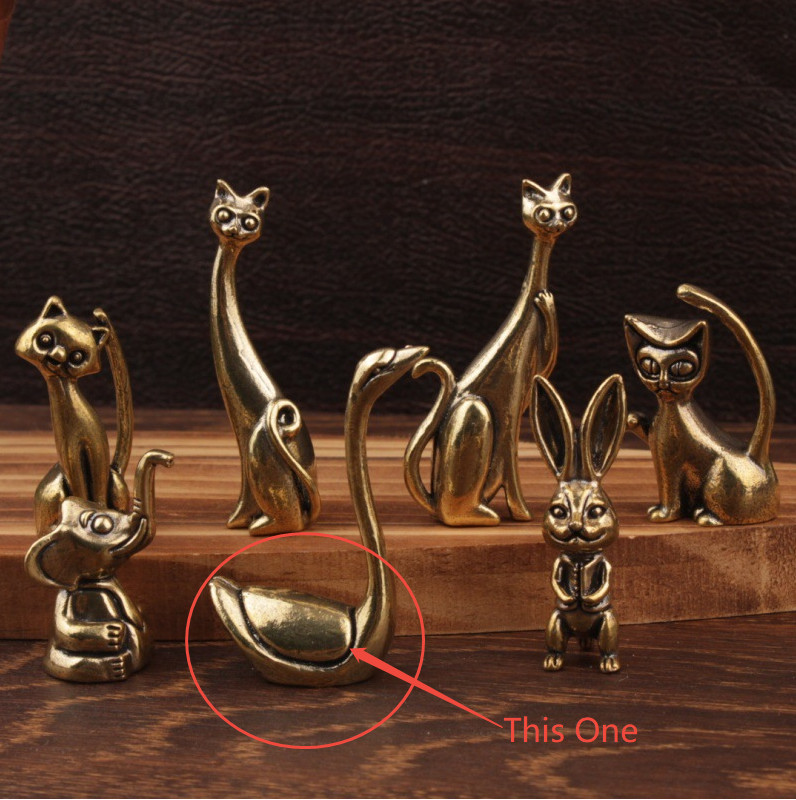 Swan Ring Holder Brass Desktop Ornament, Elegant Jewelry Display Stand