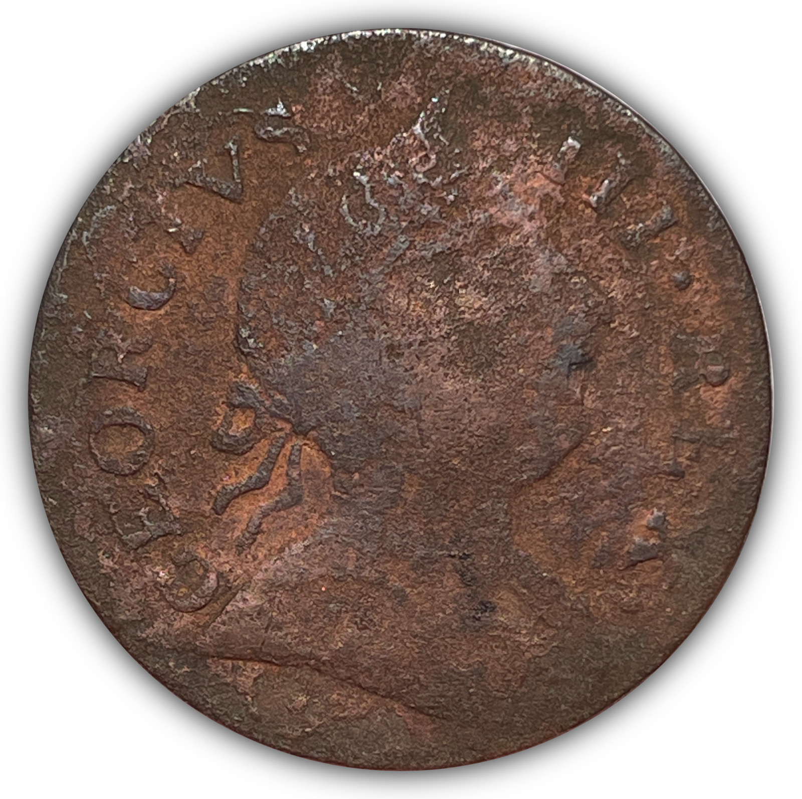 1771 Machin\'s Mill Halfpenny Colonial Copper New York Fine Coin Corrosion #23619