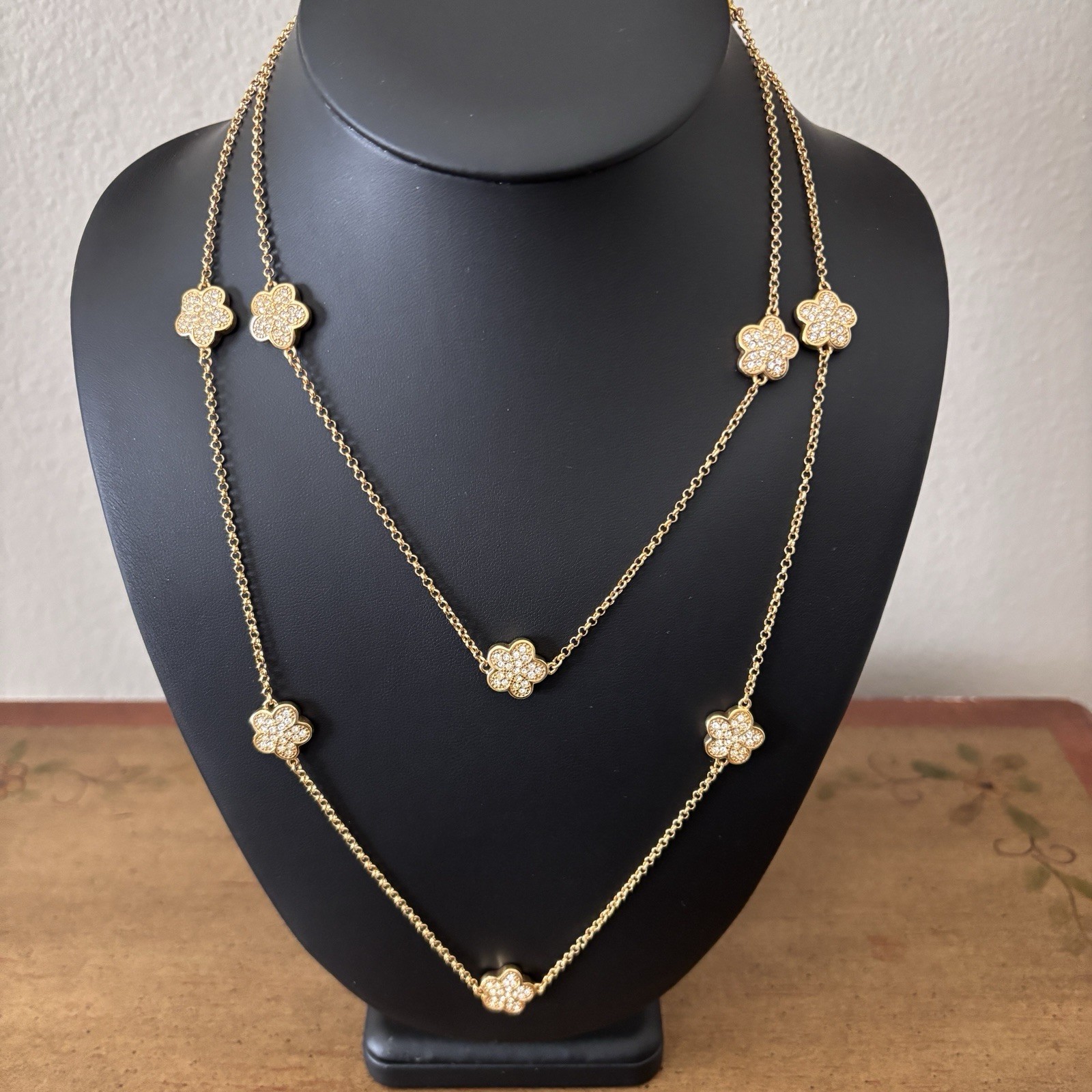 Vintage Lauren G Adams LGA Necklace Daisy Love Crystal 18K Gold Plated Station Vintage Lauren G Adams LGA Necklace Daisy Love Crystal 18K Gold Plated Station