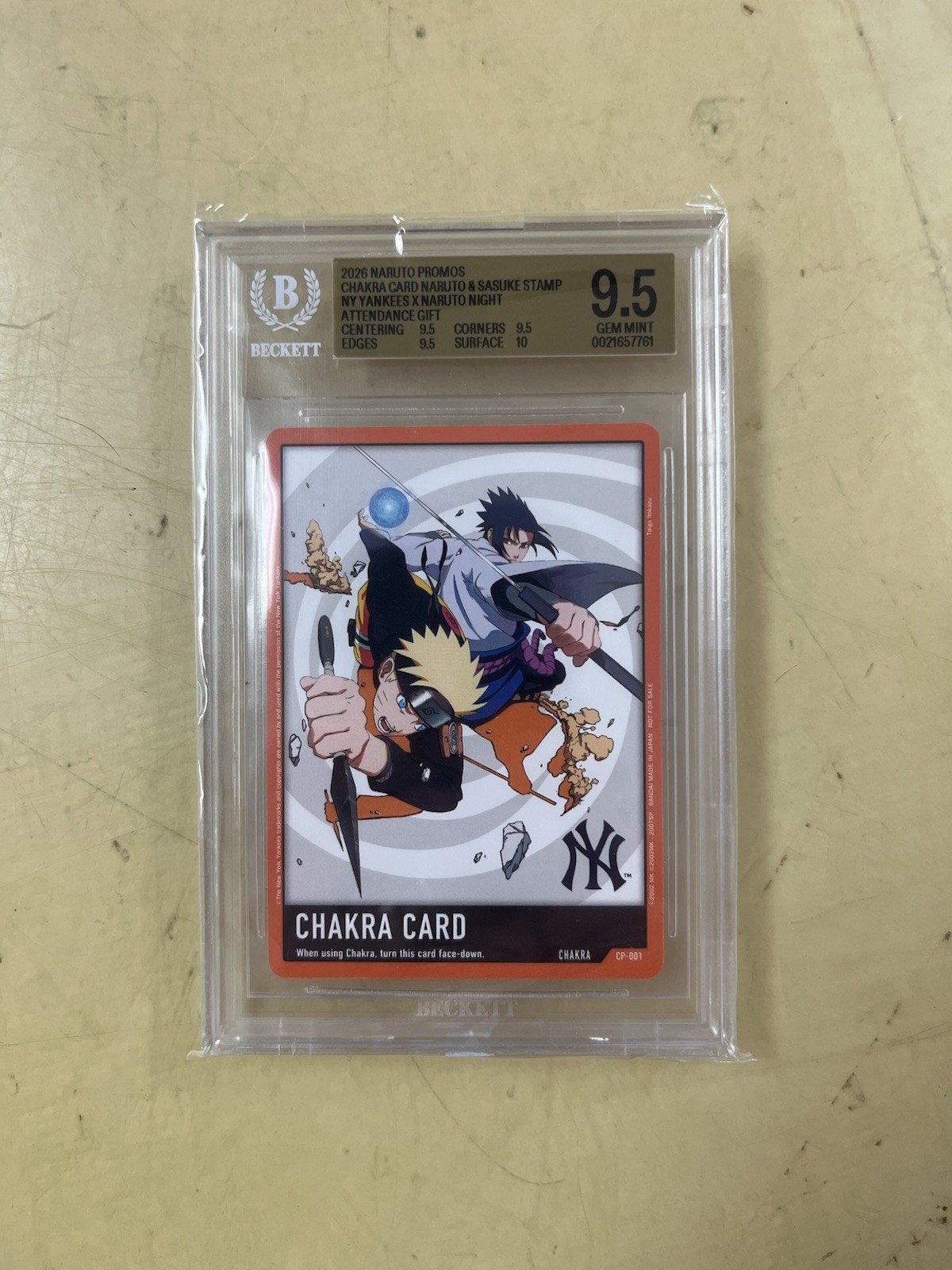 BGS 9.5 2026 Naruto Promos Chakra Card Naruto & Sasuke Stamp NY Yankees BGS 9.5 2026 Naruto Promos Chakra Card Naruto & Sasuke Stamp NY Yankees