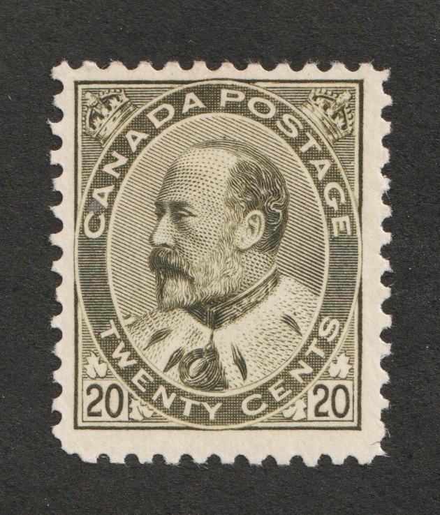 1903 Canada Sc# 94 - 20¢ KEVII - MH Heavy Hinge Cv$750.00 USD