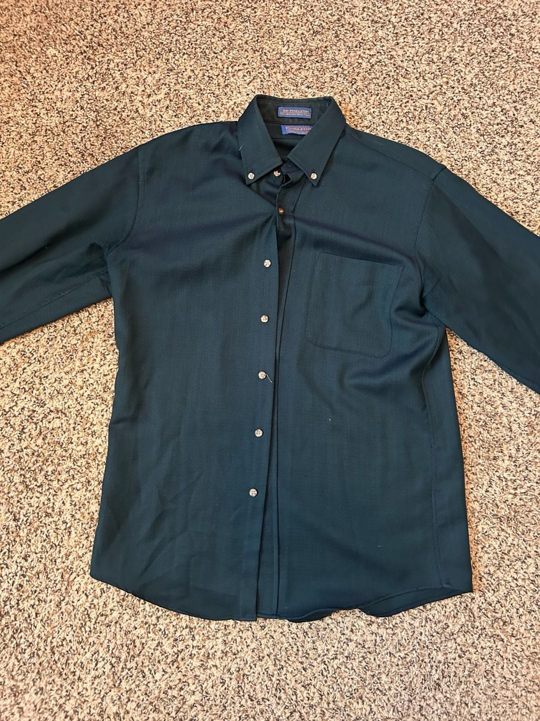Sir Pendleton Long Sleeve Button Down Shirt Green Wool