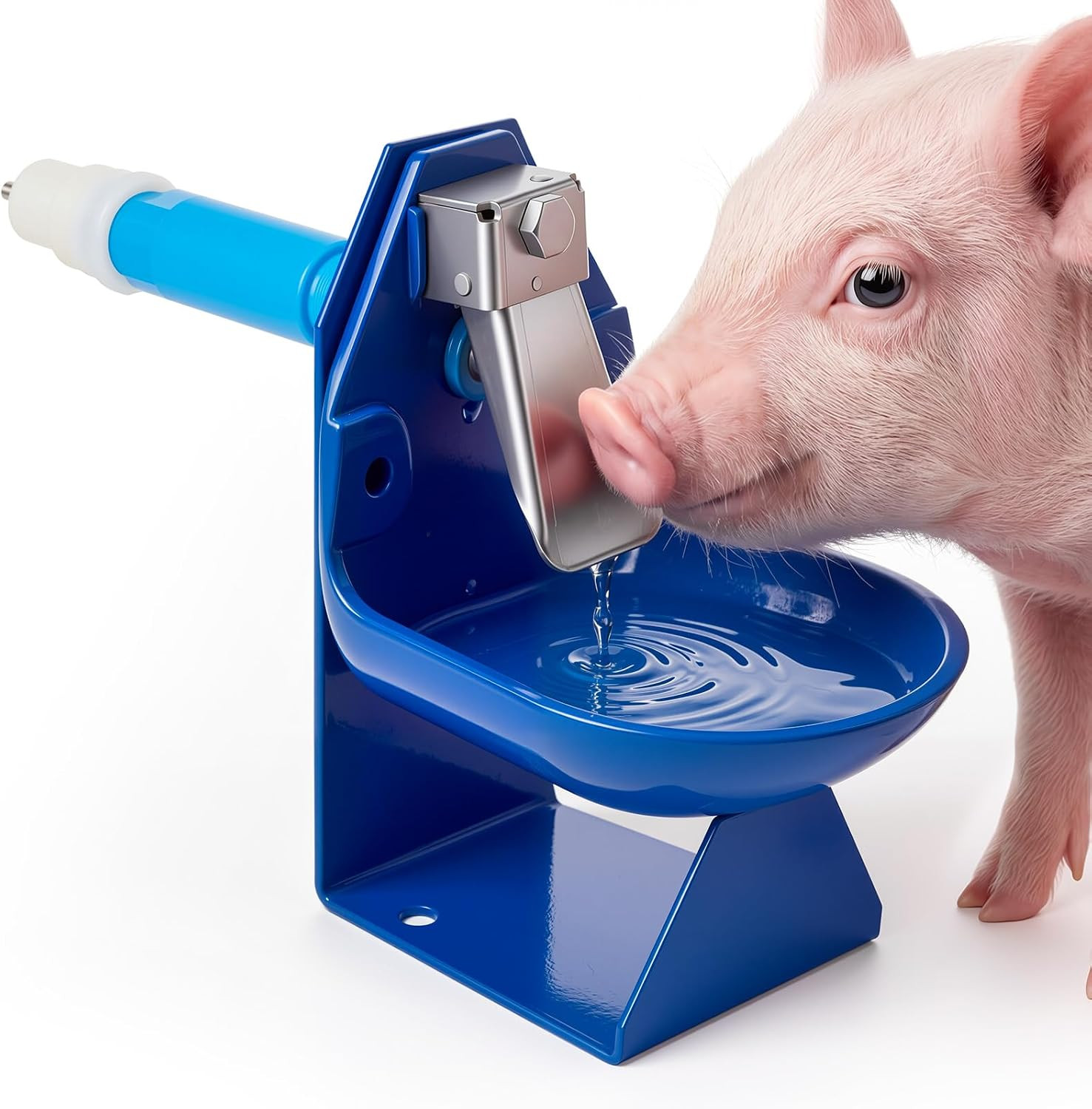Pig Waterer Bowl, Cast Aluminum Heavy Duty Livestock Waterer, Gravity-Fed Barrel