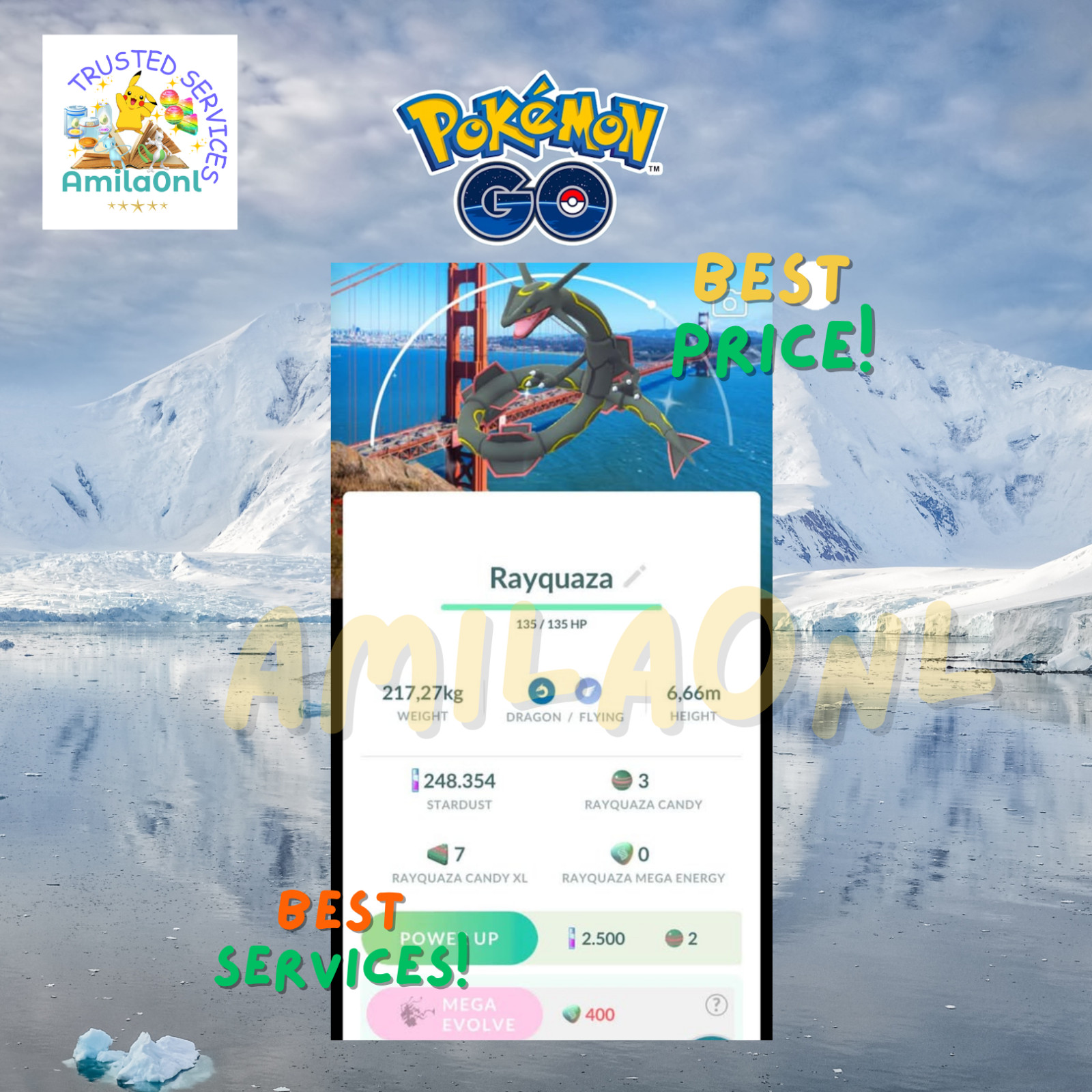 Shiny Rayquaza✿San francisco Background✿Trade 20k stardust✿P.TCentral✿Digital