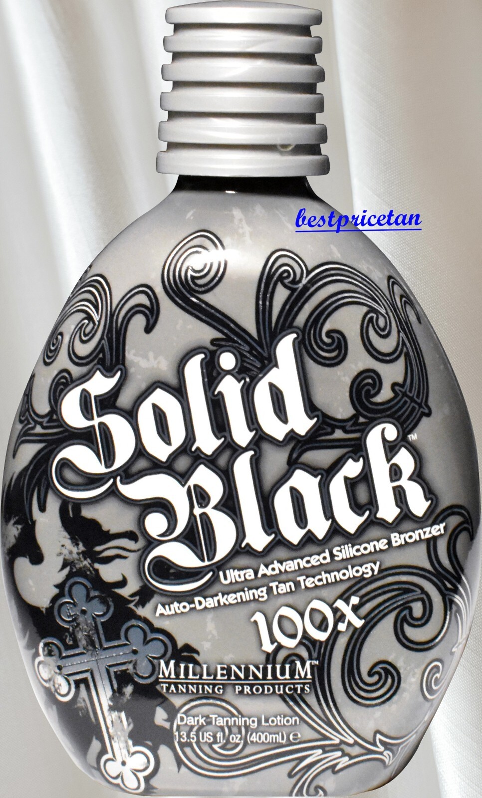SOLID BLACK 100X Bronzer Dark Tanning Bed Lotion by Millennium Tanning  -13.5 oz