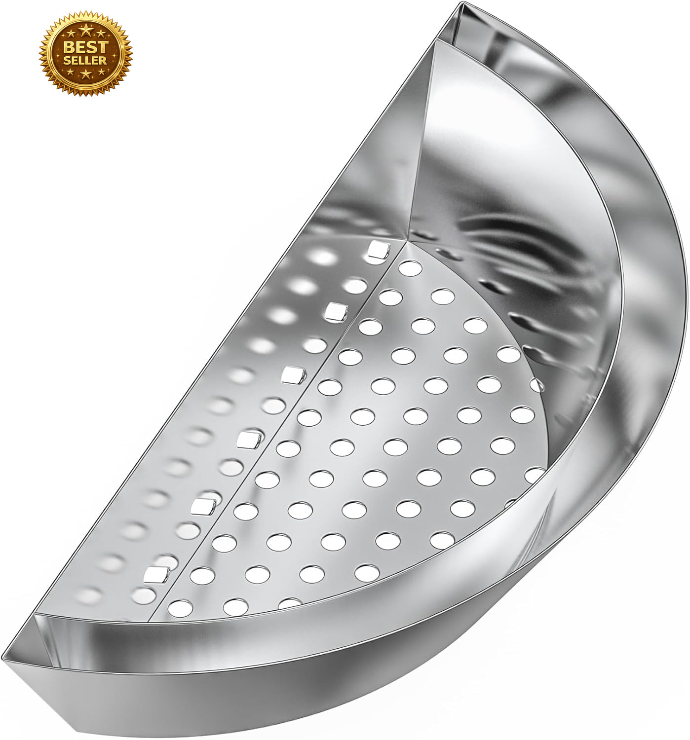 Half Moon Stainless Steel Charcoal Basket with Water Reservoir
