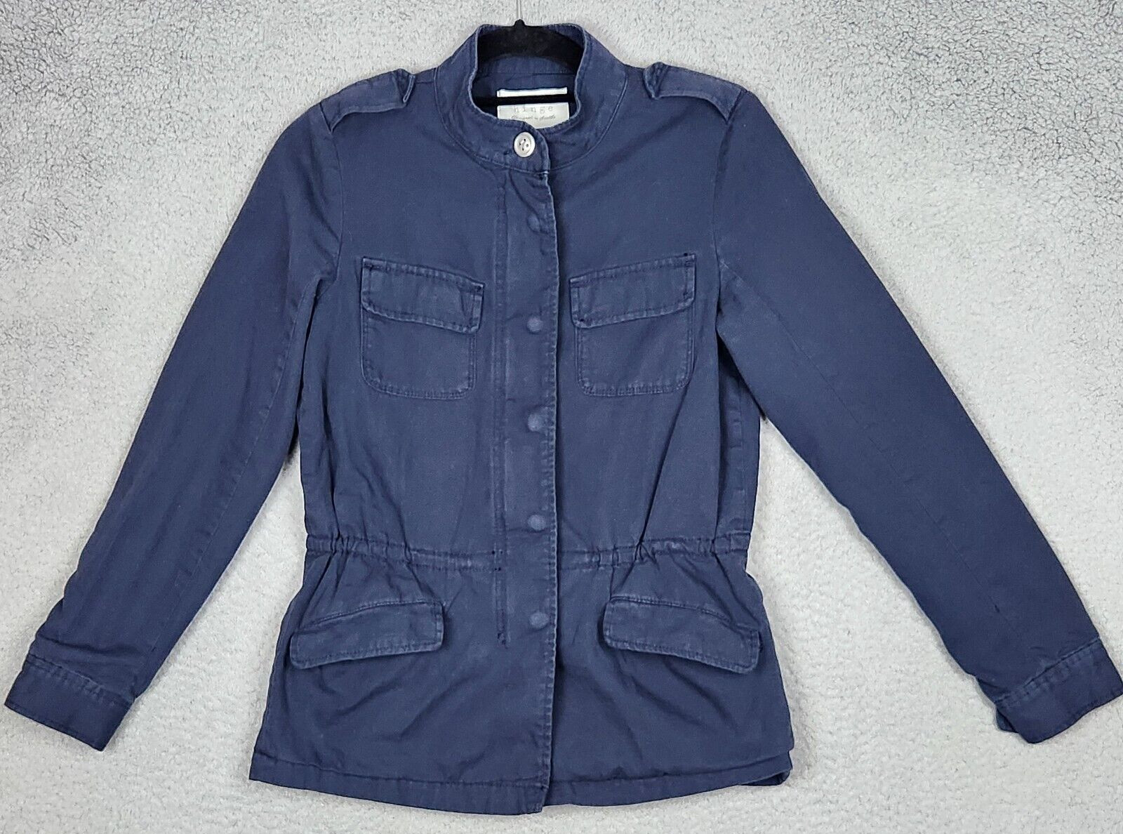 HINGE Seattle Nordstrom Jacket Womens XS Blue Military Full Zip Utility Pockets