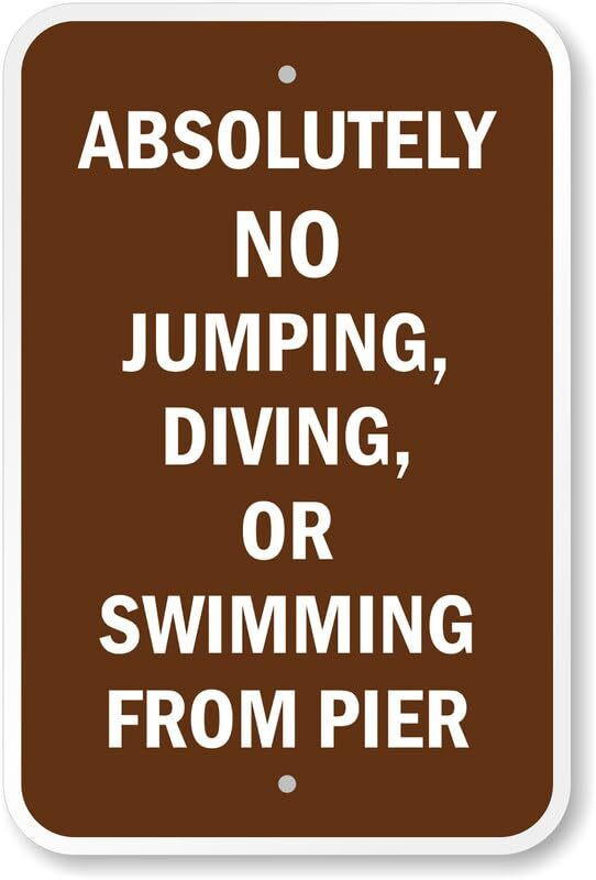 Aluminum Pier Sign Weatherproof No Jumping Diving Swimming Outdoor Safety
