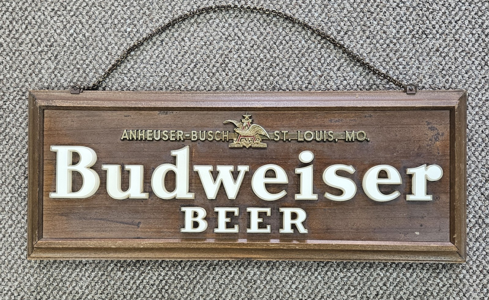 Vintage Budweiser Beer 2-Sided Sign By Raymond Price Item No 846, 27x10