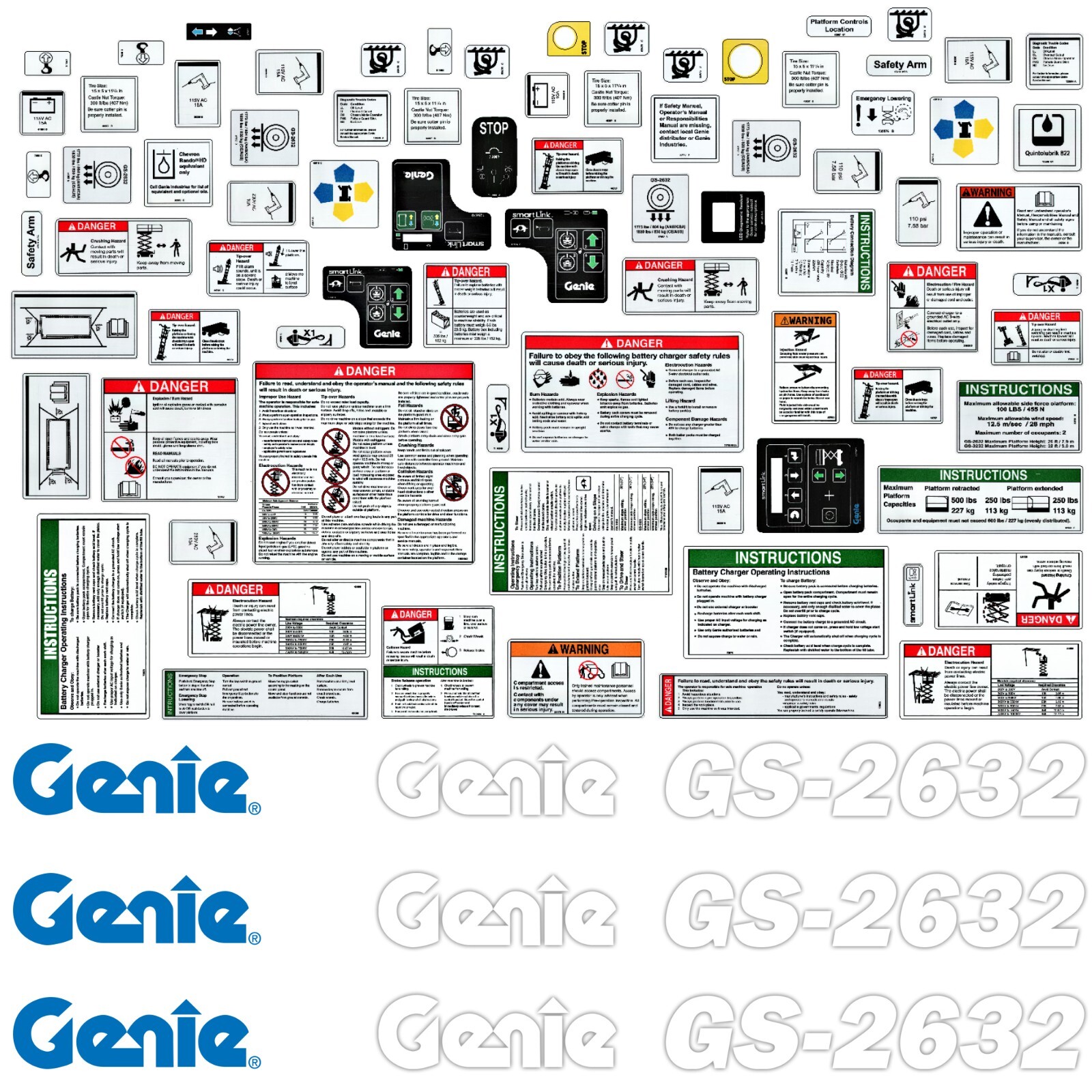 Complete Decal Kit for Genie GS-2632 Scissor Lift GS2632 Stickers Made in USA