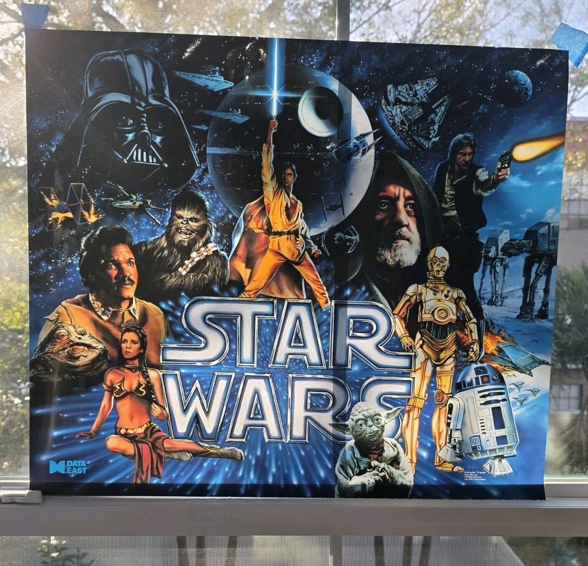 Original 1992 Data East Star Wars Pinball Machine Game Translite Backglass Original 1992 Data East Star Wars Pinball Machine Game Translite Backglass