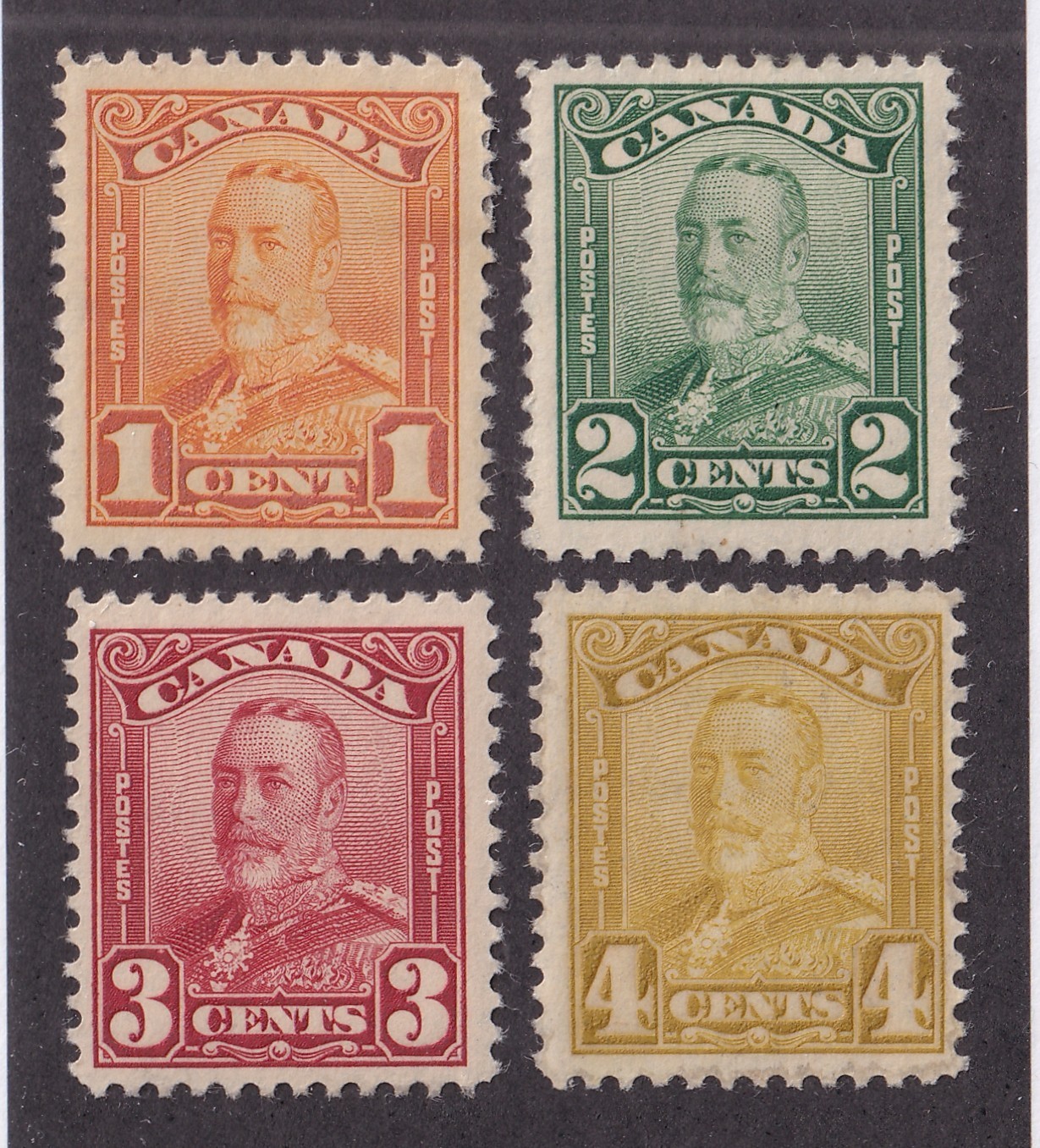 MATT\'S STAMPS CANADA SCOTT #149-152 KING GEORGE V ISSUES OF 1928-29, MH CV$58