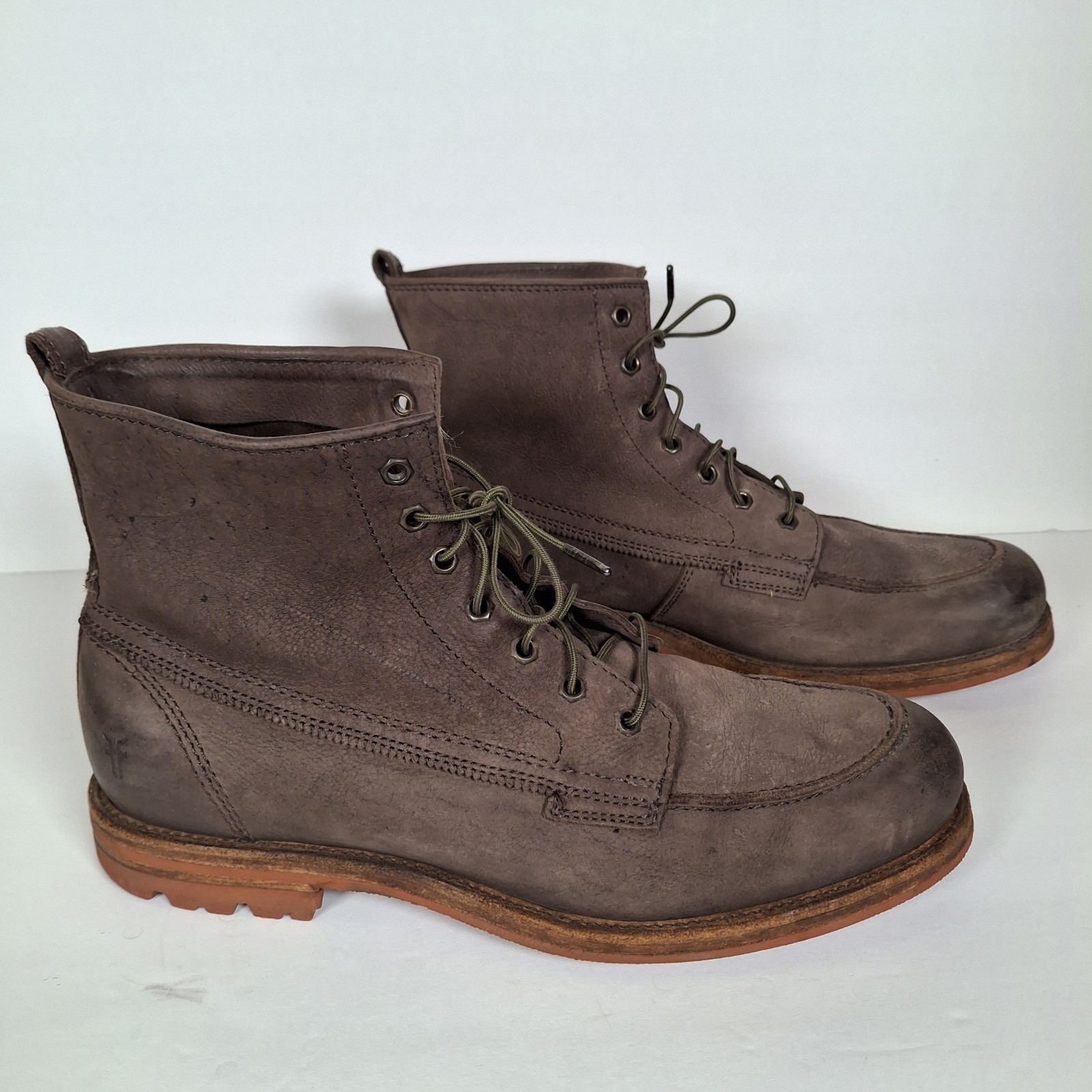 Frye Phillip Lug Work Boot Men 10 Charcoal Gray Nubuck Textured Leather Frye Phillip Lug Work Boot Men 10 Charcoal Gray Nubuck Textured Leather