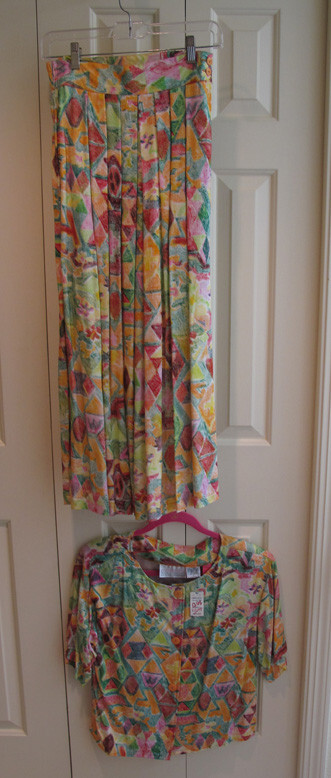 Passports Pier 1 Imports NEW Set 1980 era~NWT LG Blouse & M Skirt~FREE H