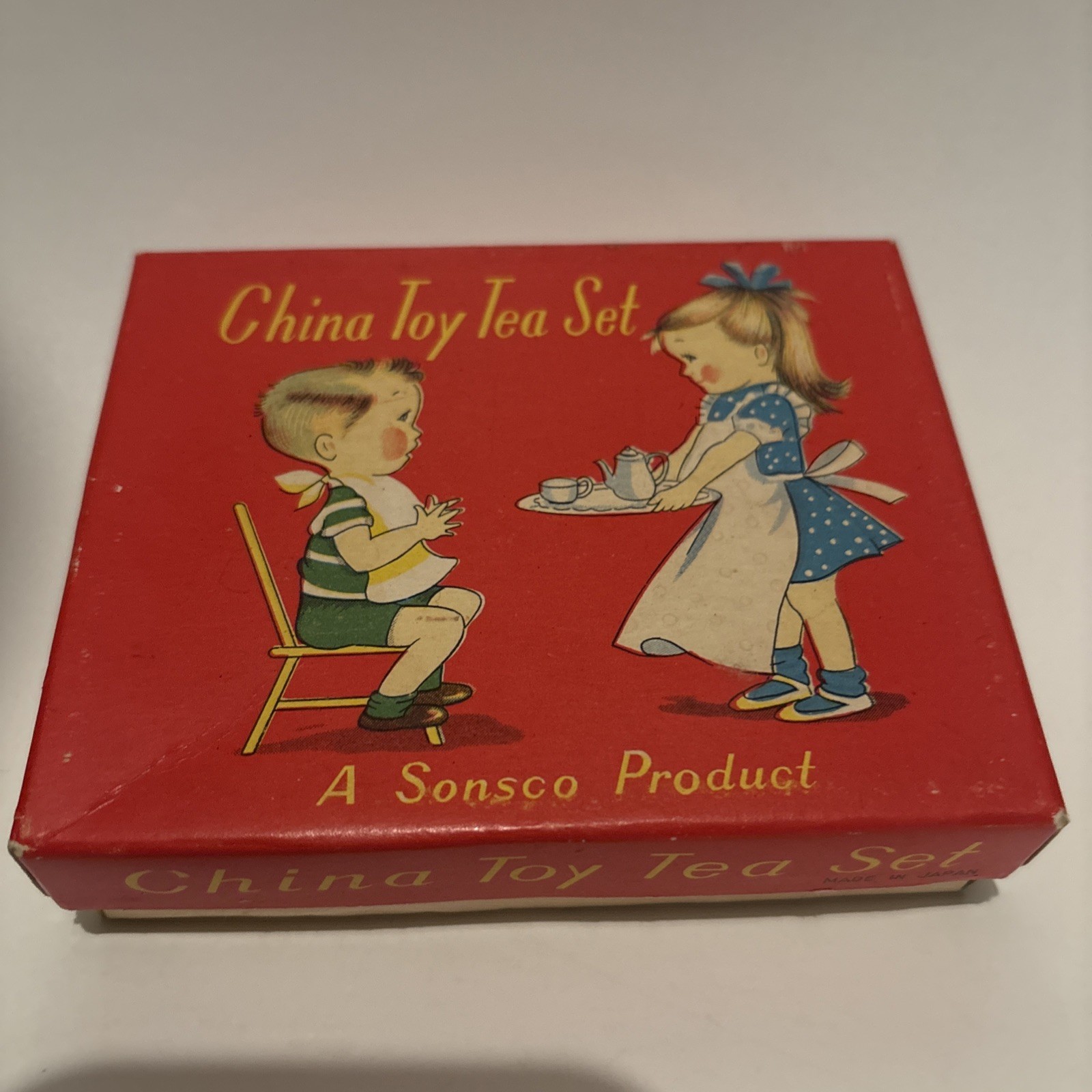 Vintage Sonsco 1940\'s Toy China Tea Set - Made in Japan Original Box Lustreware