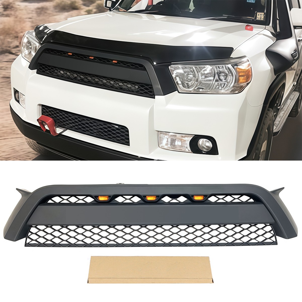 Black Front Grille Fit For Toyota 4Runner 2010 - 2013 Bumper Grill With Light Black Front Grille Fit For Toyota 4Runner 2010 - 2013 Bumper Grill With Light