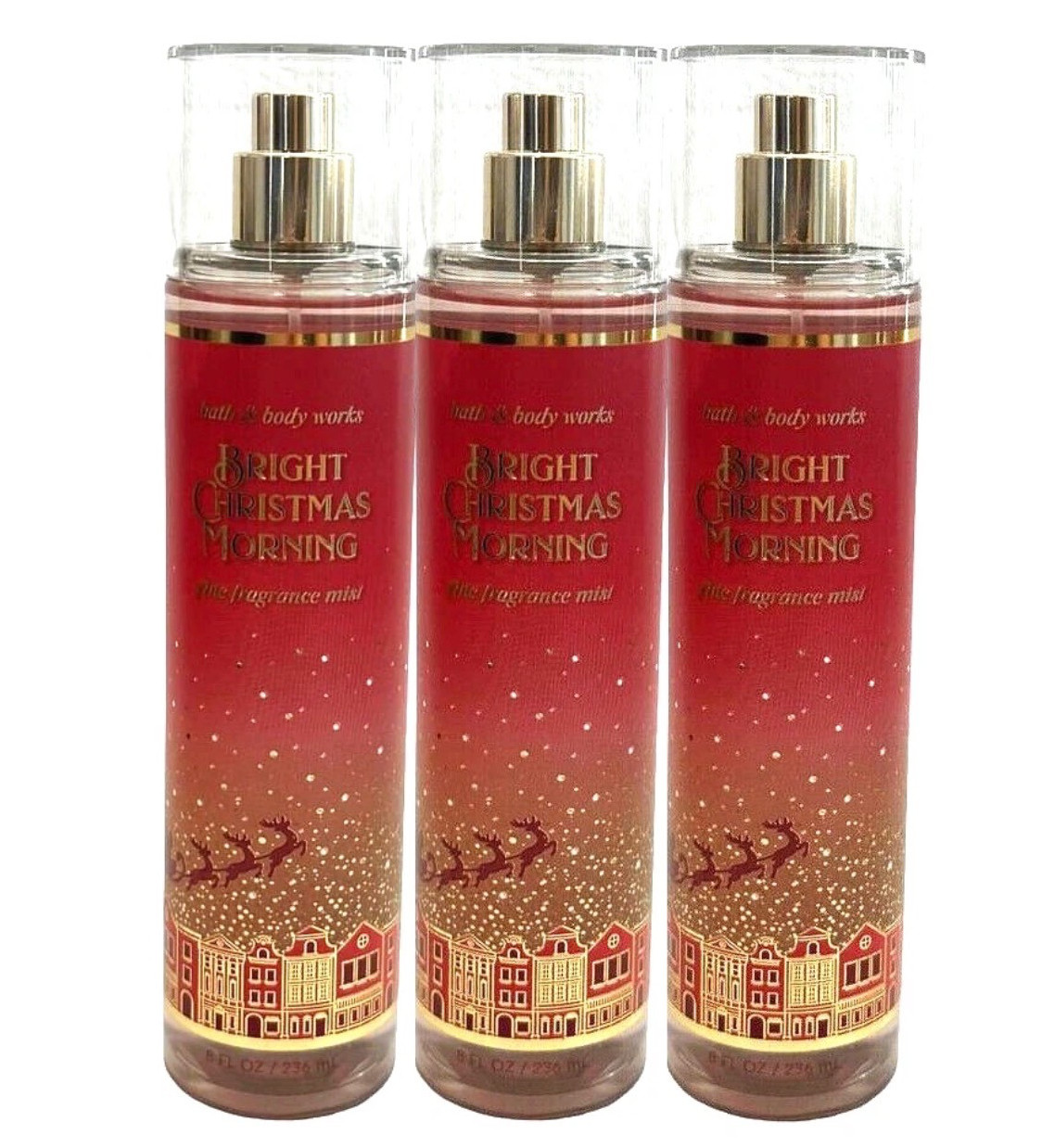 3X BBW Bath & Body Works BRIGHT CHRISTMAS MORNING Fine Fragrance Mist Spray