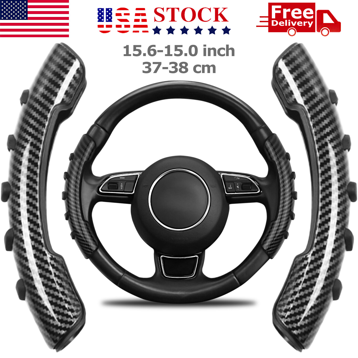 2PC Car Steering Wheel Booster Non-Slip Carbon Fiber Cover Universal Accessories 2PC Car Steering Wheel Booster Non-Slip Carbon Fiber Cover Universal Accessories