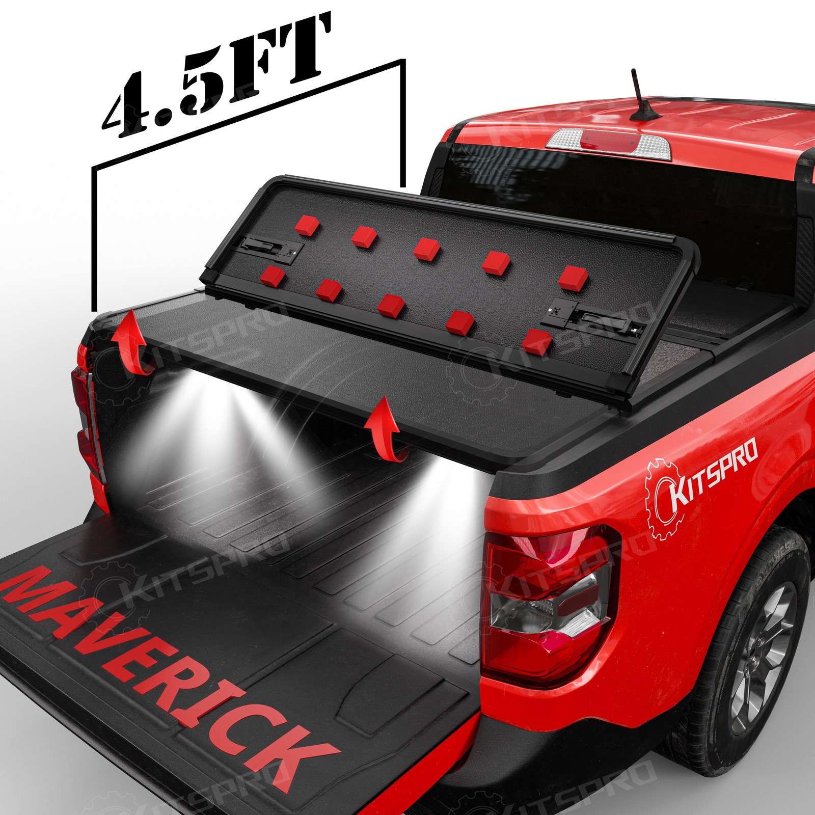 4.5ft 4.6ft Tri-Fold Hard Tonneau Cover For 2022-2026 Ford Maverick Truck Bed